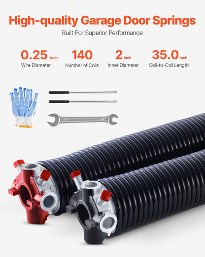 VEVOR Garage Door Torsion Springs - Select Your Configuration - CKMDH0250X2XRYBCJV0 - view 2