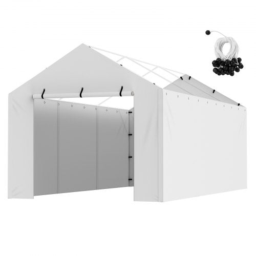 VEVOR Carport Replacement Canopy Cover Side Wall 10 x 20 ft, Garage Tent Shelter Tarp Heavy-Duty Waterproof & UV Protected, Easy Installation with Ball Bungees,White (Top and Frame Not Included) - CKPB10X20FTB4WT93V0 - view 2