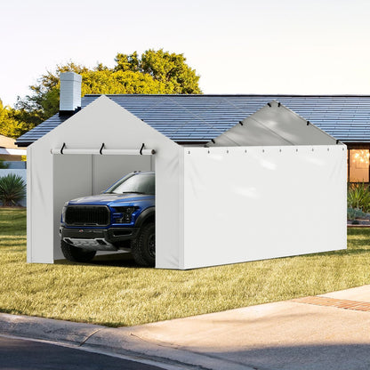 VEVOR Carport Replacement Canopy Cover Side Wall 10 x 20 ft, Garage Tent Shelter Tarp Heavy-Duty Waterproof & UV Protected, Easy Installation with Ball Bungees,White (Top and Frame Not Included) - CKPB10X20FTB4WT93V0 - view 9