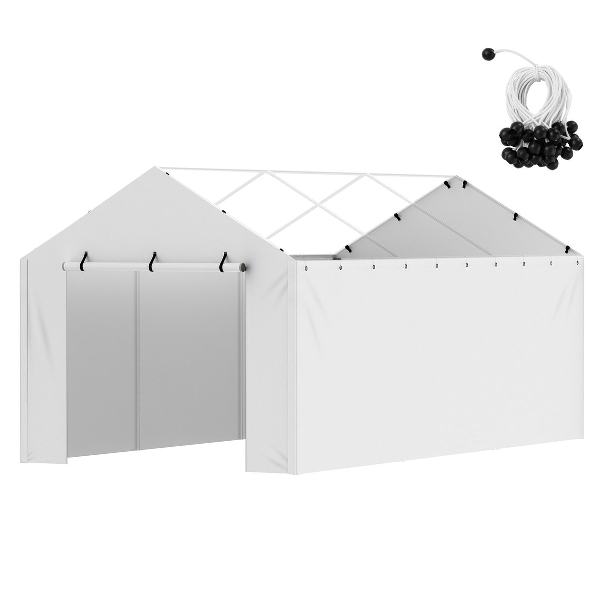 VEVOR Carport Replacement Canopy Cover Side Wall 10 x 20 ft, Garage Tent Shelter Tarp Heavy-Duty Waterproof & UV Protected, Easy Installation with Ball Bungees,White (Top and Frame Not Included) - CKPB10X20FTB4WT93V0 - view 10