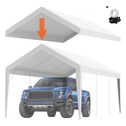VEVOR Carport Replacement Canopy Cover 10 x 20 ft, Garage Top Tent Shelter Tarp Heavy-Duty Waterproof & UV Protected, Easy Installation with Ball Bungees,White (Only Top Cover, Frame Not Include) - CKPB10X20FTD1VXCBV0 - view 2