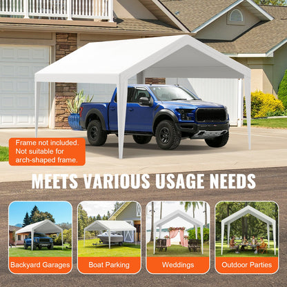 VEVOR Carport Replacement Canopy Cover 10 x 20 ft, Garage Top Tent Shelter Tarp Heavy-Duty Waterproof & UV Protected, Easy Installation with Ball Bungees,White (Only Top Cover, Frame Not Include) - CKPB10X20FTD1VXCBV0 - view 8
