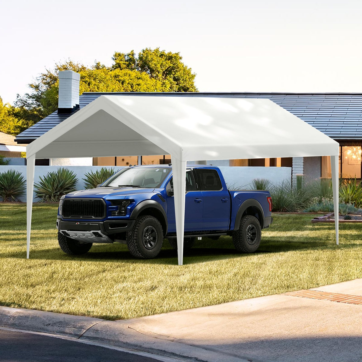 VEVOR Carport Replacement Canopy Cover 10 x 20 ft, Garage Top Tent Shelter Tarp Heavy-Duty Waterproof & UV Protected, Easy Installation with Ball Bungees,White (Only Top Cover, Frame Not Include) - CKPB10X20FTD1VXCBV0 - view 9