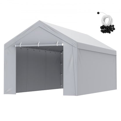 VEVOR Carport Replacement Canopy Cover Top + Side Wall 10 x 20 ft, Garage Tent Shelter Tarp Heavy-Duty Waterproof & UV Protected, Easy Installation with Ball Bungees,Grey (Frame Not Included) - CKPB10X20FTH27H20V0 - view 2