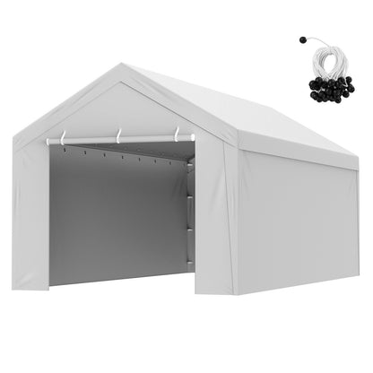 VEVOR Carport Replacement Canopy Cover Top + Side Wall 10 x 20 ft, Garage Tent Shelter Tarp Heavy-Duty Waterproof & UV Protected, Easy Installation with Ball Bungees,Grey (Frame Not Included) - CKPB10X20FTH27H20V0 - view 10