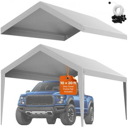 VEVOR Carport Replacement Canopy Cover 10 x 20 ft, Garage Top Tent Shelter Tarp Heavy-Duty Waterproof & UV Protected, Easy Installation with Ball Bungees,Grey (Only Top Cover, Frame Not Include) - CKPB10X20FTH2ELL4V0 - view 2