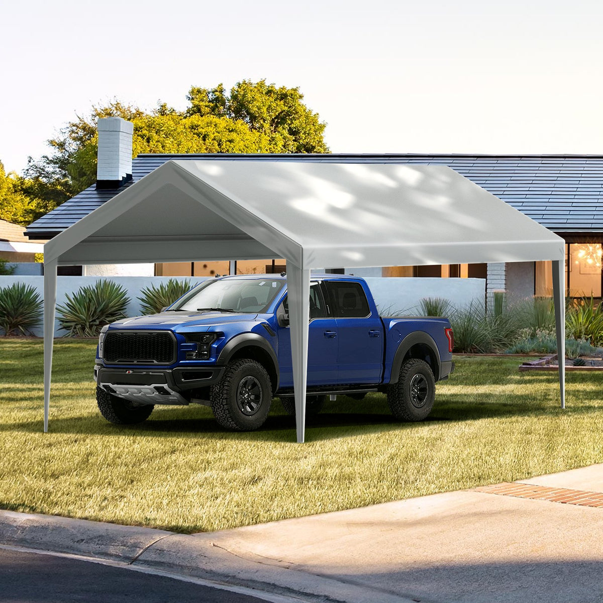 VEVOR Carport Replacement Canopy Cover 10 x 20 ft, Garage Top Tent Shelter Tarp Heavy-Duty Waterproof & UV Protected, Easy Installation with Ball Bungees,Grey (Only Top Cover, Frame Not Include) - CKPB10X20FTH2ELL4V0 - view 9