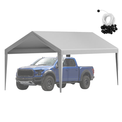 VEVOR Carport Replacement Canopy Cover 10 x 20 ft, Garage Top Tent Shelter Tarp Heavy-Duty Waterproof & UV Protected, Easy Installation with Ball Bungees,Grey (Only Top Cover, Frame Not Include) - CKPB10X20FTH2ELL4V0 - view 10