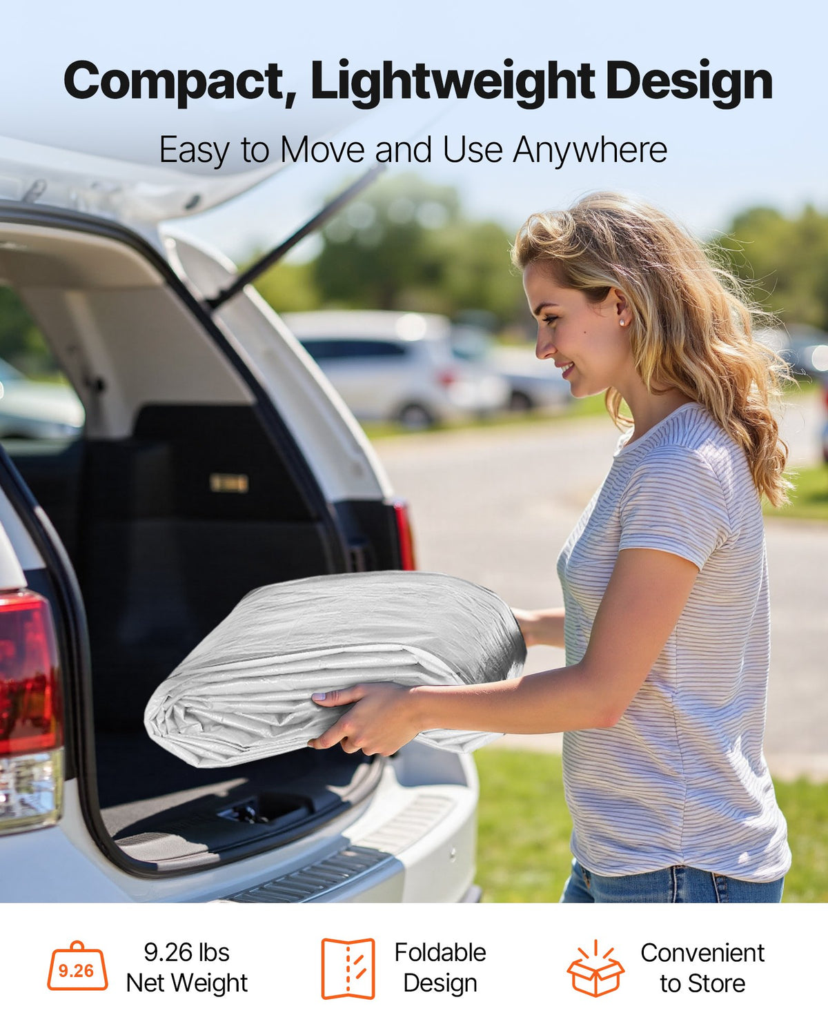 VEVOR Carport Replacement Canopy, 10 x 20 ft Potable Garage Tent Top Tarp, UV-Resistant & Waterproof Car Shelter Tarp, Heavy Duty Car Port Cover with Ball Buggees, Grey, Frame Not Included - CKPB10X20FTHHVXKO001V0 - view 8