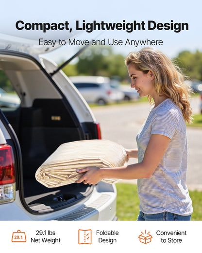 VEVOR Carport Replacement Canopy, 10 x 20 ft Potable Garage Tent Top Tarp with Sidewalls, UV-Resistant & Waterproof, Heavy Duty Car Shelter Tarp with Ball Buggees, Beige, Frame Not Included - CKPB10X20FTMK3PDN001V0 - view 8