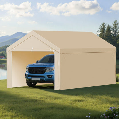 VEVOR Carport Replacement Canopy, 10 x 20 ft Potable Garage Tent Top Tarp with Sidewalls, UV-Resistant & Waterproof, Heavy Duty Car Shelter Tarp with Ball Buggees, Beige, Frame Not Included - CKPB10X20FTMK3PDN001V0 - view 9