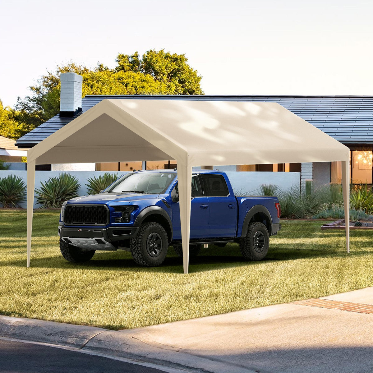 VEVOR Carport Replacement Canopy Cover 10 x 20 ft, Garage Top Tent Shelter Tarp Heavy-Duty Waterproof & UV Protected, Easy Installation with Ball Bungees,Beige (Only Top Cover, Frame Not Include) - CKPB10X20FTMRCY4TV0 - view 9