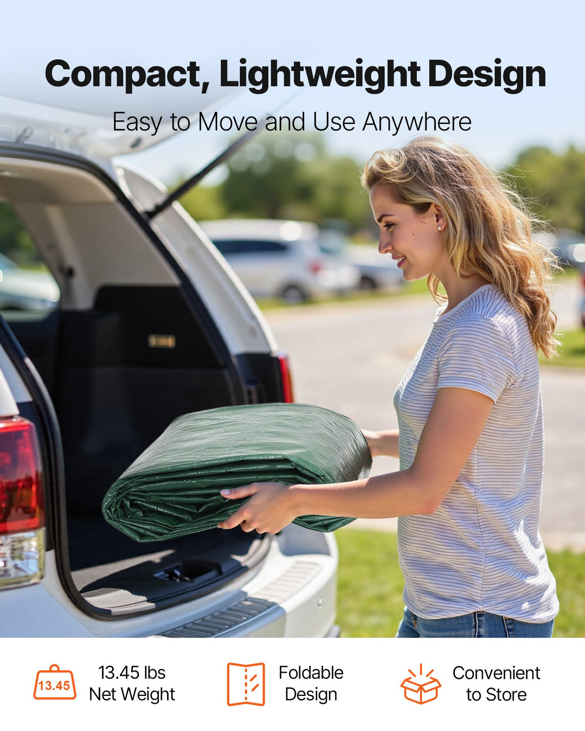 VEVOR Carport Replacement Canopy, 10 x 20 ft Potable Garage Tent Top Tarp, UV-Resistant & Waterproof Car Shelter Tarp, Heavy Duty Car Port Cover with Ball Buggees, Dark Green, Frame Not Included - CKPB10X20FTMSHGRL001V0 - view 8