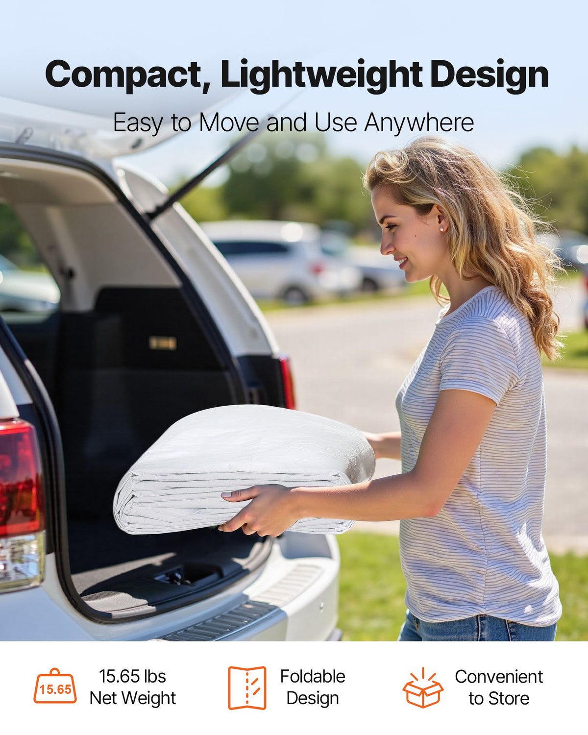VEVOR Carport Replacement Canopy, 12 x 20 ft Potable Garage Tent Top Tarp, UV-Resistant & Waterproof Car Shelter Tarp, Heavy Duty Car Port Cover with Ball Buggees, White, Frame Not Included - CKPB12X20FTBB7CQI001V0 - view 8