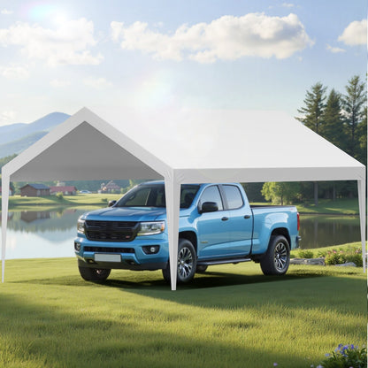 VEVOR Carport Replacement Canopy, 12 x 20 ft Potable Garage Tent Top Tarp, UV-Resistant & Waterproof Car Shelter Tarp, Heavy Duty Car Port Cover with Ball Buggees, White, Frame Not Included - CKPB12X20FTBB7CQI001V0 - view 9