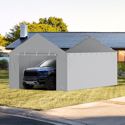 VEVOR Carport Replacement Canopy Cover Side Wall 12 x 20 ft, Garage Tent Shelter Tarp Heavy-Duty Waterproof & UV Protected, Easy Installation with Ball Bungees,Grey (Top and Frame Not Included) - CKPB12X20FTHJ9ULEV0 - view 9