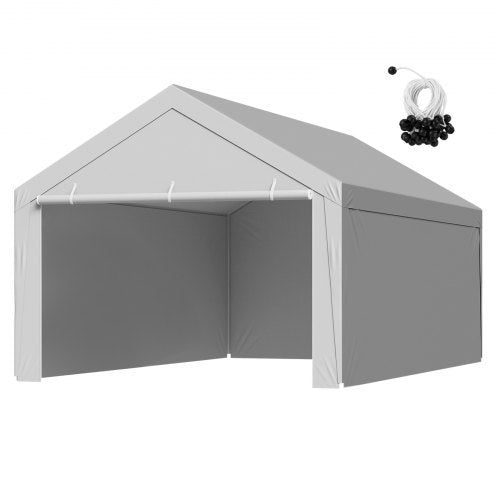 VEVOR Carport Replacement Canopy, 12 x 20 ft Potable Garage Tent Top Tarp with Sidewalls, UV-Resistant & Waterproof, Heavy Duty Car Shelter Tarp with Ball Buggees, Grey, Frame Not Included - CKPB12X20FTHX72QR001V0 - view 2