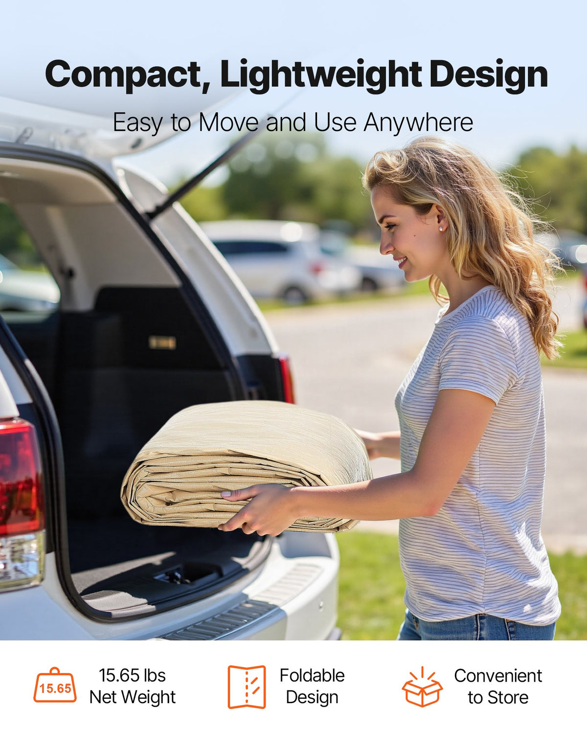 VEVOR Carport Replacement Canopy, 12 x 20 ft Potable Garage Tent Top Tarp, UV-Resistant & Waterproof Car Shelter Tarp, Heavy Duty Car Port Cover with Ball Buggees, Beige, Frame Not Included - CKPB12X20FTM4VTAY001V0 - view 8