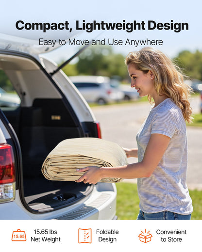 VEVOR Carport Replacement Canopy, 12 x 20 ft Potable Garage Tent Top Tarp, UV-Resistant & Waterproof Car Shelter Tarp, Heavy Duty Car Port Cover with Ball Buggees, Beige, Frame Not Included - CKPB12X20FTM4VTAY001V0 - view 8