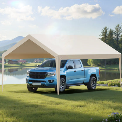 VEVOR Carport Replacement Canopy, 12 x 20 ft Potable Garage Tent Top Tarp, UV-Resistant & Waterproof Car Shelter Tarp, Heavy Duty Car Port Cover with Ball Buggees, Beige, Frame Not Included - CKPB12X20FTM4VTAY001V0 - view 9