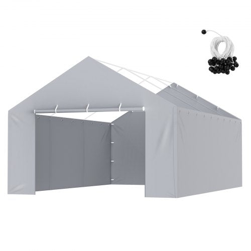 VEVOR Carport Replacement Canopy Cover Side Wall 13 x 20 ft, Garage Tent Shelter Tarp Heavy-Duty Waterproof & UV Protected, Easy Installation with Ball Bungees,Grey (Top and Frame Not Included) - CKPB13X20FTH07RMFV0 - view 2