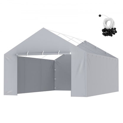 VEVOR Carport Replacement Canopy Cover Side Wall 13 x 20 ft, Garage Tent Shelter Tarp Heavy-Duty Waterproof & UV Protected, Easy Installation with Ball Bungees,Grey (Top and Frame Not Included) - CKPB13X20FTH07RMFV0 - view 2
