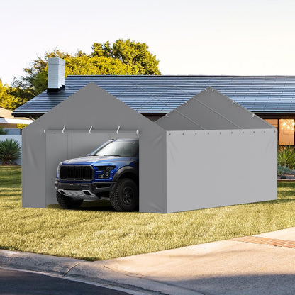 VEVOR Carport Replacement Canopy Cover Side Wall 13 x 20 ft, Garage Tent Shelter Tarp Heavy-Duty Waterproof & UV Protected, Easy Installation with Ball Bungees,Grey (Top and Frame Not Included) - CKPB13X20FTH07RMFV0 - view 9