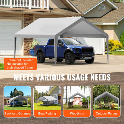 VEVOR Carport Replacement Canopy Cover 13 x 20 ft, Garage Top Tent Shelter Tarp Heavy-Duty Waterproof & UV Protected, Easy Installation with Ball Bungees,Grey (Only Top Cover, Frame Not Include) - CKPB13X20FTH5KUZ0V0 - view 8