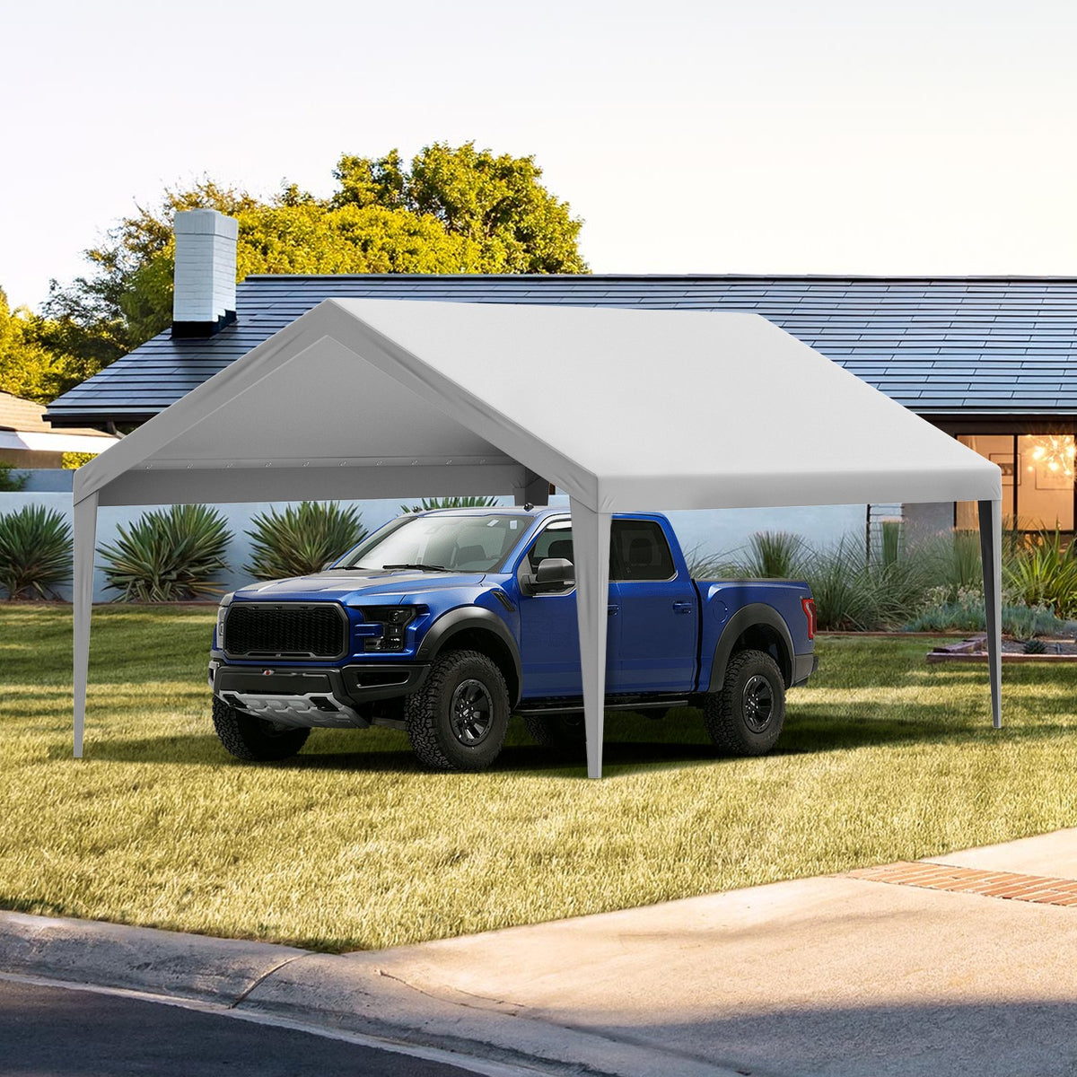 VEVOR Carport Replacement Canopy Cover 13 x 20 ft, Garage Top Tent Shelter Tarp Heavy-Duty Waterproof & UV Protected, Easy Installation with Ball Bungees,Grey (Only Top Cover, Frame Not Include) - CKPB13X20FTH5KUZ0V0 - view 9