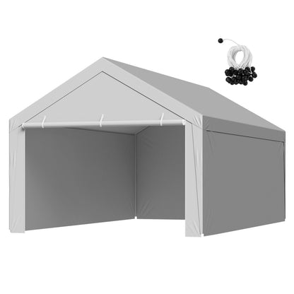 VEVOR Carport Replacement Canopy, 13 x 20 ft Potable Garage Tent Top Tarp with Sidewalls, UV-Resistant & Waterproof, Heavy Duty Car Shelter Tarp with Ball Buggees, Grey, Frame Not Included - CKPB13X20FTHFHUUD001V0 - view 1
