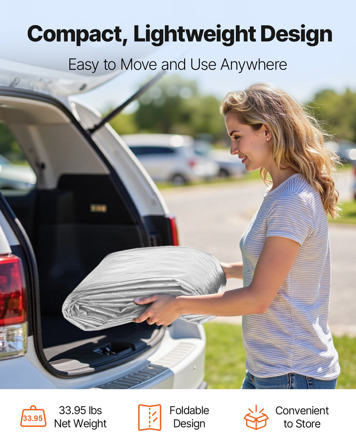 VEVOR Carport Replacement Canopy, 13 x 20 ft Potable Garage Tent Top Tarp with Sidewalls, UV-Resistant & Waterproof, Heavy Duty Car Shelter Tarp with Ball Buggees, Grey, Frame Not Included - CKPB13X20FTHFHUUD001V0 - view 8
