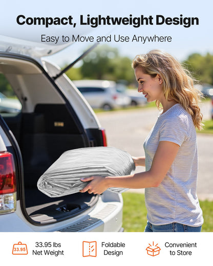 VEVOR Carport Replacement Canopy, 13 x 20 ft Potable Garage Tent Top Tarp with Sidewalls, UV-Resistant & Waterproof, Heavy Duty Car Shelter Tarp with Ball Buggees, Grey, Frame Not Included - CKPB13X20FTHFHUUD001V0 - view 8