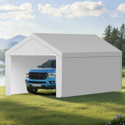 VEVOR Carport Replacement Canopy, 13 x 20 ft Potable Garage Tent Top Tarp with Sidewalls, UV-Resistant & Waterproof, Heavy Duty Car Shelter Tarp with Ball Buggees, Grey, Frame Not Included - CKPB13X20FTHFHUUD001V0 - view 9
