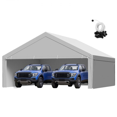 VEVOR Carport Replacement Canopy, 20 x 20 ft Potable Garage Tent Top Tarp with Sidewalls, UV-Resistant & Waterproof, Heavy Duty Car Shelter Tarp with Ball Buggees, Grey, Frame Not Included - CKPB2020FTHS0HU3N001V0 - view 2