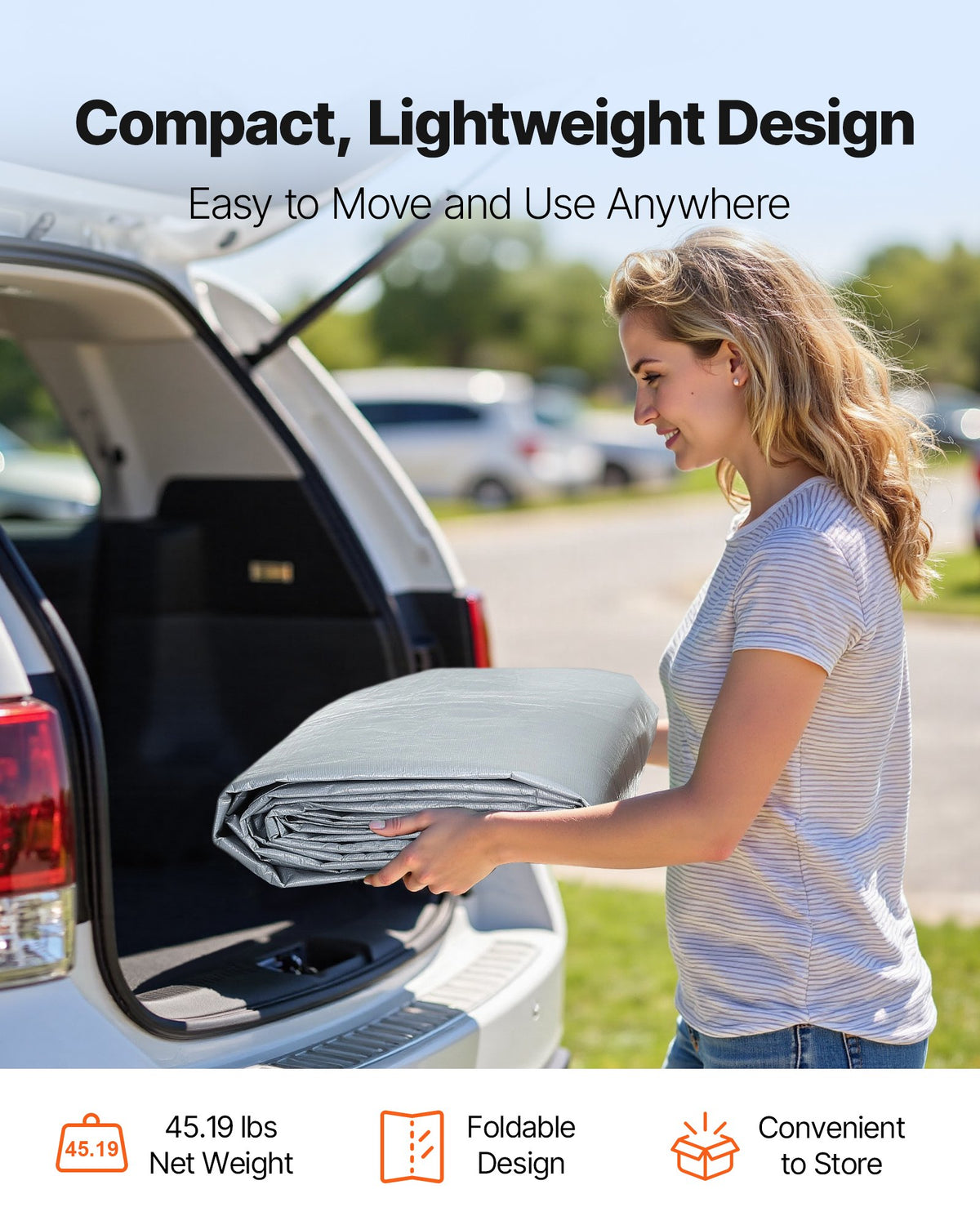 VEVOR Carport Replacement Canopy, 20 x 20 ft Potable Garage Tent Top Tarp with Sidewalls, UV-Resistant & Waterproof, Heavy Duty Car Shelter Tarp with Ball Buggees, Grey, Frame Not Included - CKPB2020FTHS0HU3N001V0 - view 8