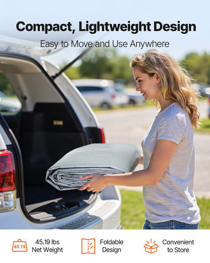 VEVOR Carport Replacement Canopy, 20 x 20 ft Potable Garage Tent Top Tarp with Sidewalls, UV-Resistant & Waterproof, Heavy Duty Car Shelter Tarp with Ball Buggees, Grey, Frame Not Included - CKPB2020FTHS0HU3N001V0 - view 8
