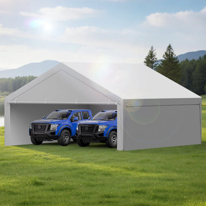 VEVOR Carport Replacement Canopy, 20 x 20 ft Potable Garage Tent Top Tarp with Sidewalls, UV-Resistant & Waterproof, Heavy Duty Car Shelter Tarp with Ball Buggees, Grey, Frame Not Included - CKPB2020FTHS0HU3N001V0 - view 9