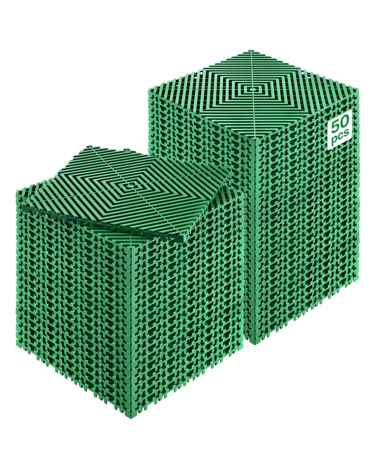 VEVOR Interlocking Drainage Mat, 50 Pcs Modular Interlocking Cushion, 12” x 12” Splicing Drainage Mats, Non-Slip Green PP Drainage Floor Tile and Shower Mat, for Garage, Garden, Kitchen & Outdoor - CKPSD10X10YCS8XCRV0 - view 1