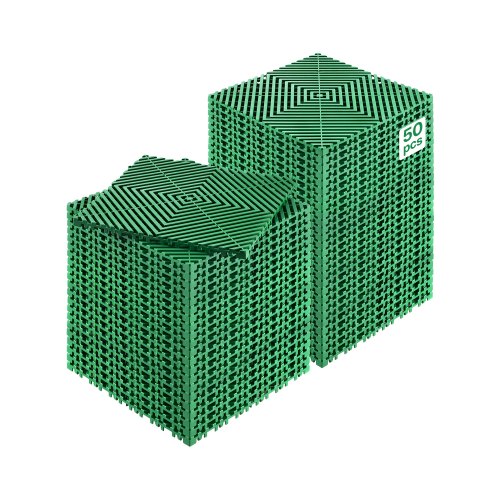 VEVOR Interlocking Drainage Mat, 50 Pcs Modular Interlocking Cushion, 12” x 12” Splicing Drainage Mats, Non-Slip Green PP Drainage Floor Tile and Shower Mat, for Garage, Garden, Kitchen & Outdoor - CKPSD10X10YCS8XCRV0 - view 2