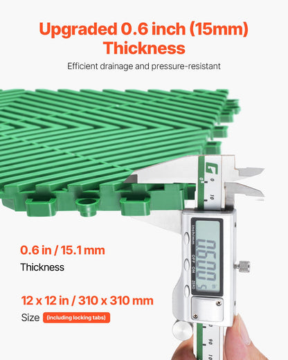 VEVOR Interlocking Drainage Mat, 50 Pcs Modular Interlocking Cushion, 12” x 12” Splicing Drainage Mats, Non-Slip Green PP Drainage Floor Tile and Shower Mat, for Garage, Garden, Kitchen & Outdoor - CKPSD10X10YCS8XCRV0 - view 4