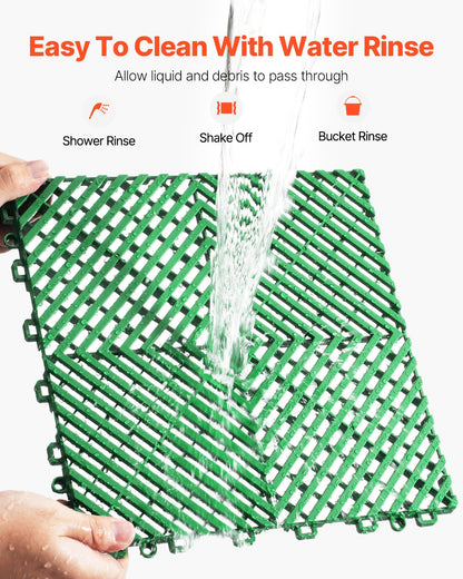 VEVOR Interlocking Drainage Mat, 50 Pcs Modular Interlocking Cushion, 12” x 12” Splicing Drainage Mats, Non-Slip Green PP Drainage Floor Tile and Shower Mat, for Garage, Garden, Kitchen & Outdoor - CKPSD10X10YCS8XCRV0 - view 5