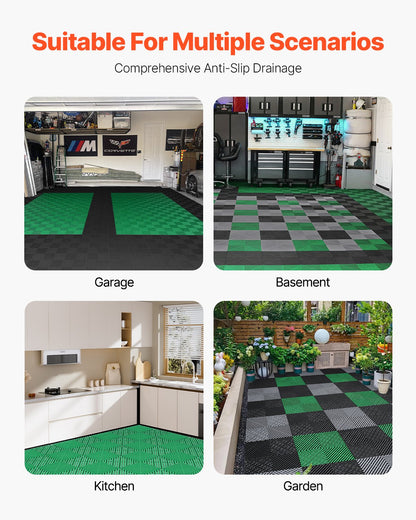 VEVOR Interlocking Drainage Mat, 50 Pcs Modular Interlocking Cushion, 12” x 12” Splicing Drainage Mats, Non-Slip Green PP Drainage Floor Tile and Shower Mat, for Garage, Garden, Kitchen & Outdoor - CKPSD10X10YCS8XCRV0 - view 7