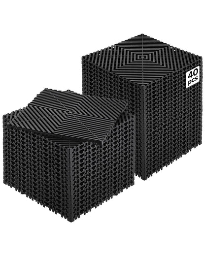 VEVOR Interlocking Drainage Mat, 12” x 12” Modular Interlocking Cushion, 40 Pcs Splicing Drainage Mats, Non-Slip Black PP Drainage Floor Tile and Shower Mat, for Garage, Garden, Kitchen & Outdoor - CKPSD12X12IN0TICAV0 - view 1