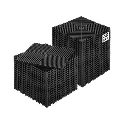 VEVOR Interlocking Drainage Mat, 12” x 12” Modular Interlocking Cushion, 40 Pcs Splicing Drainage Mats, Non-Slip Black PP Drainage Floor Tile and Shower Mat, for Garage, Garden, Kitchen & Outdoor - CKPSD12X12IN0TICAV0 - view 2