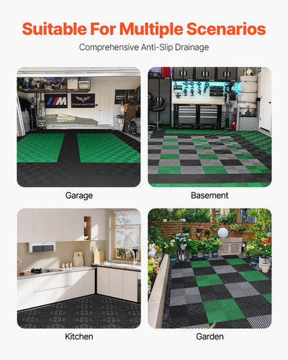 VEVOR Interlocking Drainage Mat, 12” x 12” Modular Interlocking Cushion, 40 Pcs Splicing Drainage Mats, Non-Slip Black PP Drainage Floor Tile and Shower Mat, for Garage, Garden, Kitchen & Outdoor - CKPSD12X12IN0TICAV0 - view 7