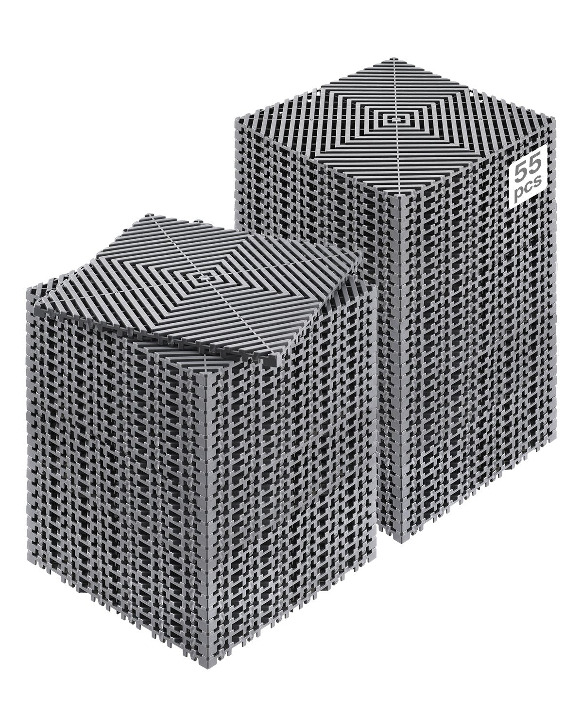 VEVOR Interlocking Drainage Mat, 12” x 12” Modular Interlocking Cushion, 55 Pcs Splicing Drainage Mats, Non-Slip Gray PP Drainage Floor Tile and Shower Mat, for Garage, Garden, Kitchen & Outdoor - CKPSD12X12IN4FGUZV0 - view 1
