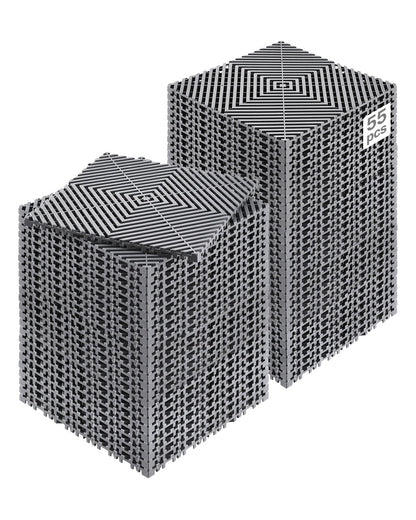 VEVOR Interlocking Drainage Mat, 12” x 12” Modular Interlocking Cushion, 55 Pcs Splicing Drainage Mats, Non-Slip Gray PP Drainage Floor Tile and Shower Mat, for Garage, Garden, Kitchen & Outdoor - CKPSD12X12IN4FGUZV0 - view 1