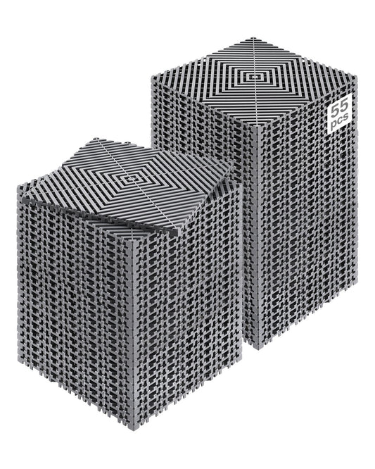 VEVOR Interlocking Drainage Mat, 12” x 12” Modular Interlocking Cushion, 55 Pcs Splicing Drainage Mats, Non-Slip Gray PP Drainage Floor Tile and Shower Mat, for Garage, Garden, Kitchen & Outdoor - CKPSD12X12IN4FGUZV0 - view 1