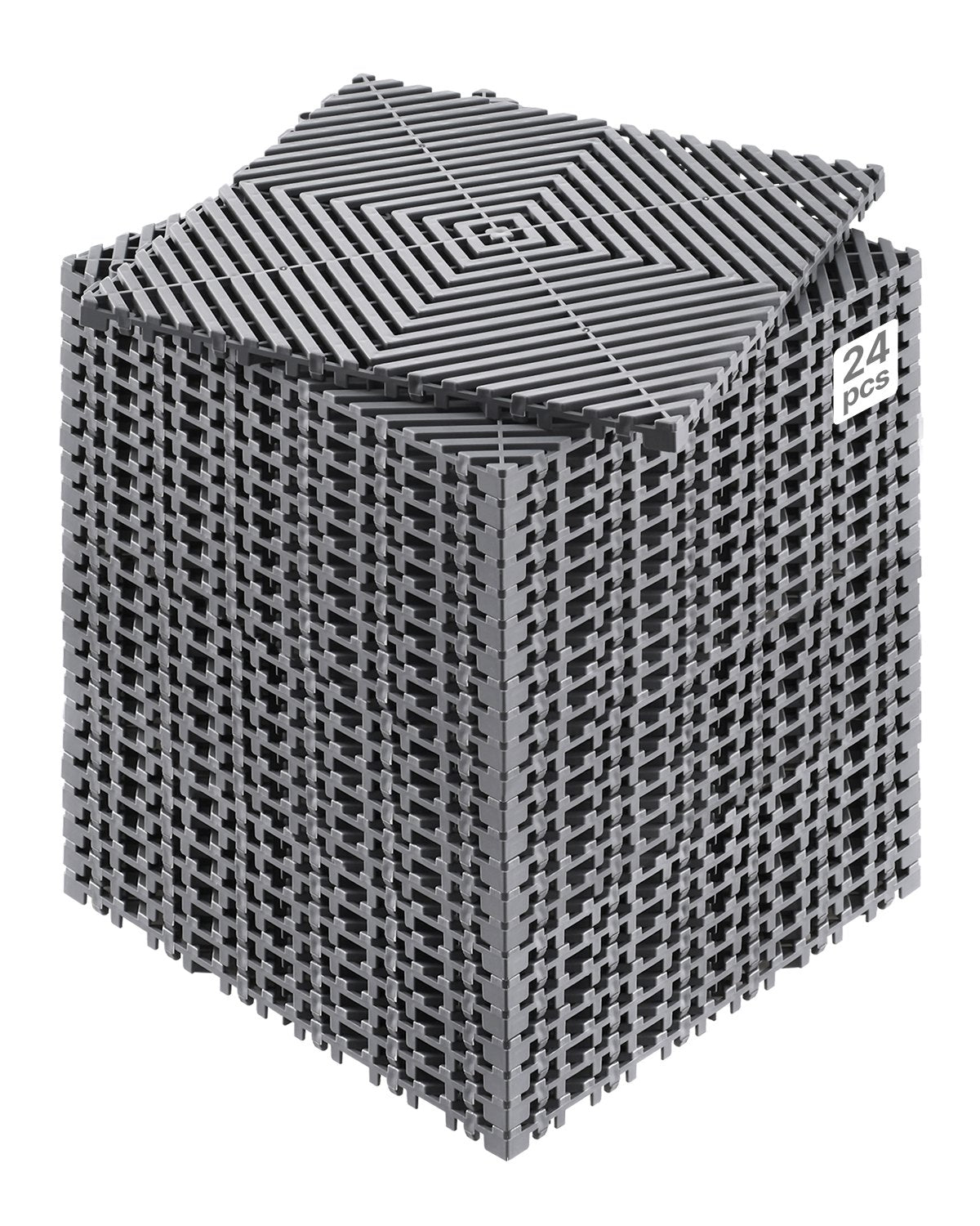 VEVOR Interlocking Drainage Mat, 12” x 12” Modular Interlocking Cushion, 24 Pcs Splicing Drainage Mats, Non-Slip Gray PP Drainage Floor Tile and Shower Mat, for Garage, Garden, Kitchen & Outdoor - CKPSD12X12IN7YEXHV0 - view 1