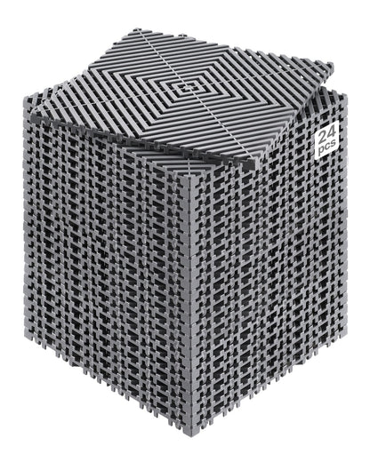 VEVOR Interlocking Drainage Mat, 12” x 12” Modular Interlocking Cushion, 24 Pcs Splicing Drainage Mats, Non-Slip Gray PP Drainage Floor Tile and Shower Mat, for Garage, Garden, Kitchen & Outdoor - CKPSD12X12IN7YEXHV0 - view 1